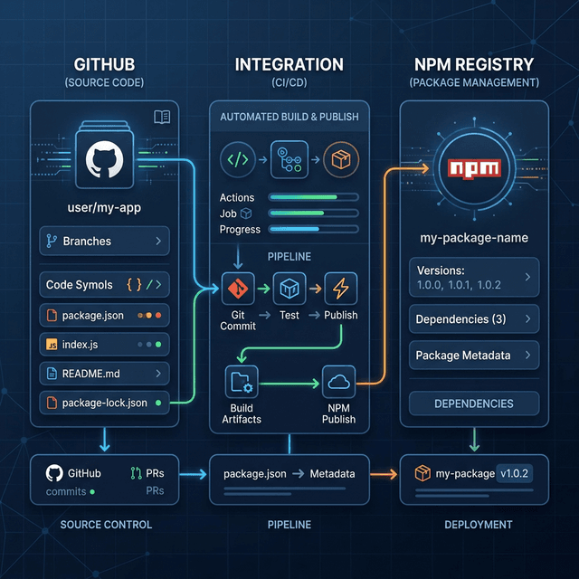 Different methods for installing npm packages directly from GitHub repositories, including syntax examples and troubleshooting tips